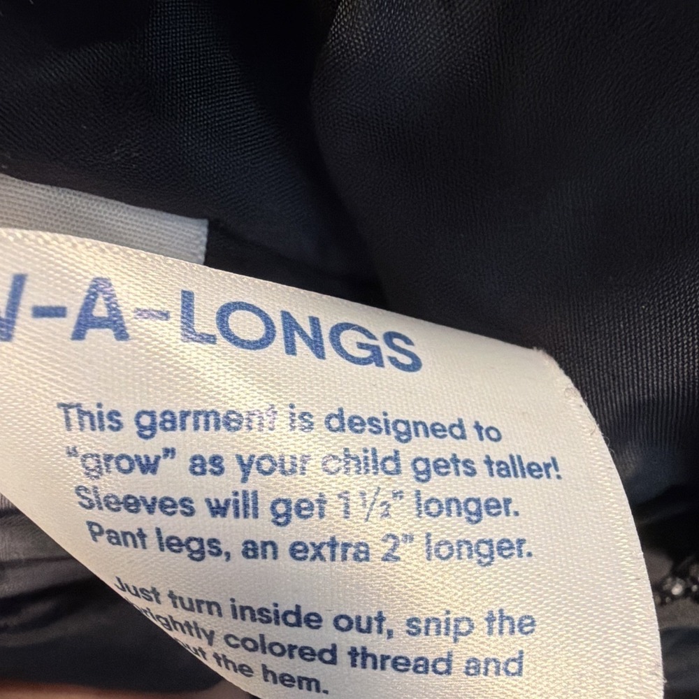 Kids Snow Bibs Size 10, Lands' End Black Squall Grow-A-Longs Insulated Overalls - Picture 5 of 8